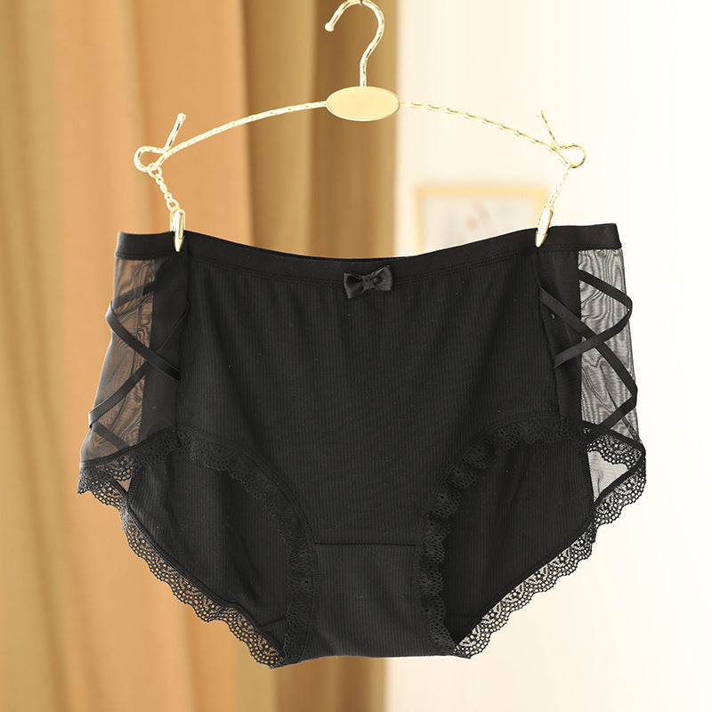 Lace solid color cotton crotch breathable not strangled side cross with trunks