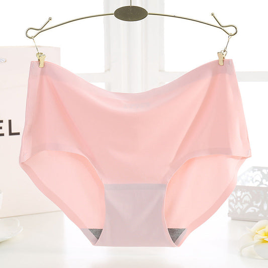 Ice silk non-marking mid-waist women's panties breathable solid color triangle panties