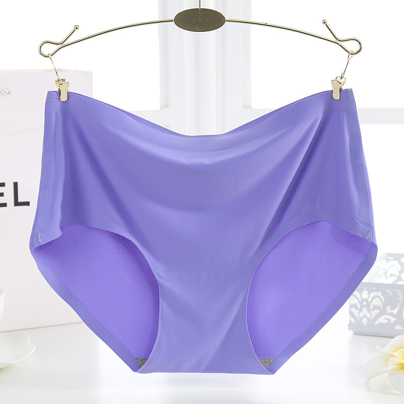 Ice silk non-marking mid-waist women's panties breathable solid color triangle panties